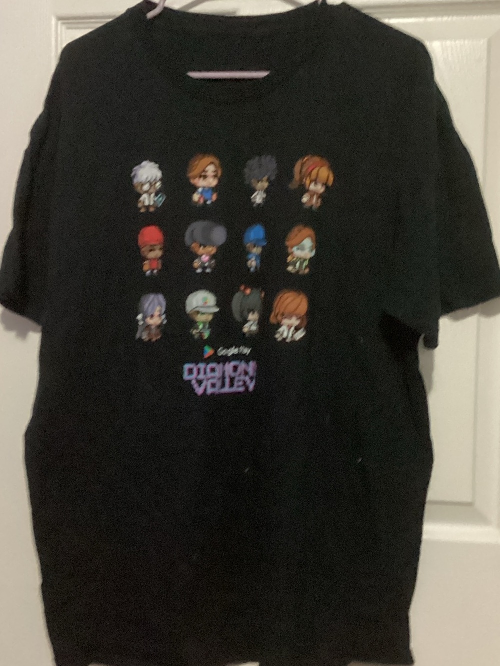 google Black Short-Sleeve Tee with Colorful Pixel Characters